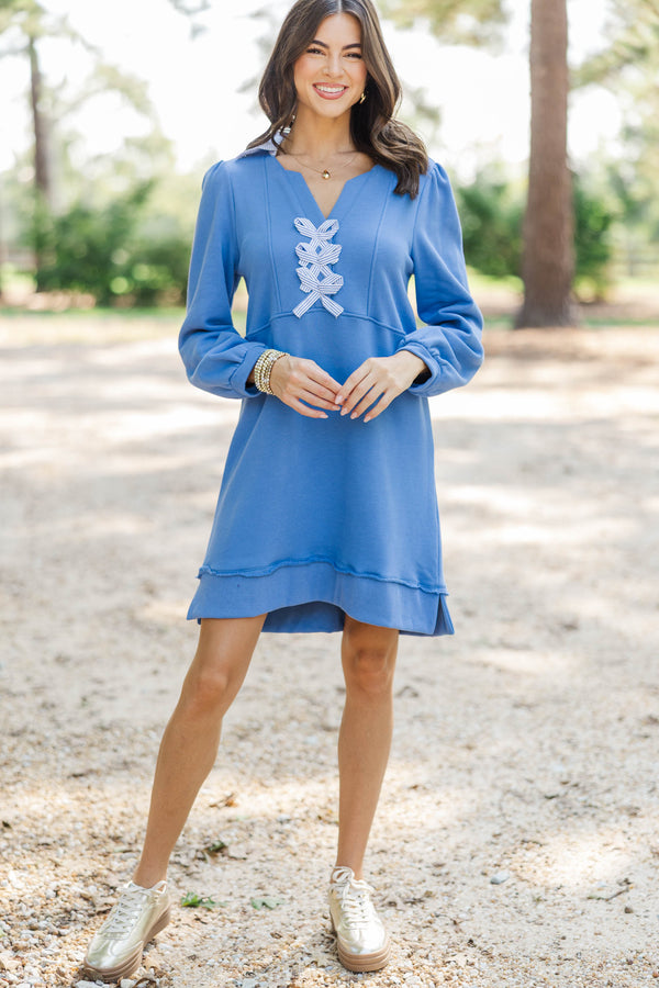 Find It Again Blue Stripe Collared Dress