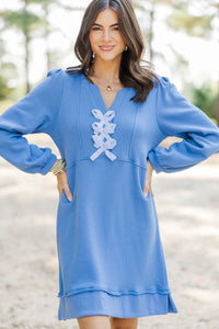 Find It Again Blue Stripe Collared Dress