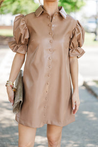 Quiet Confidence Camel Scalloped Dress