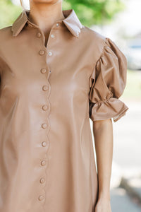 Quiet Confidence Camel Scalloped Dress
