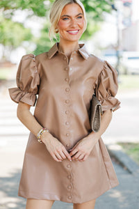 Quiet Confidence Camel Scalloped Dress