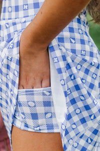 Girls: Cheer Louder Royal Blue Checkered Athletic Dress