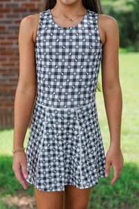 Girls: Cheer Louder Black Checkered Athletic Dress