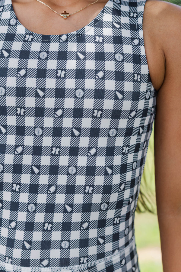 Girls: Cheer Louder Black Checkered Athletic Dress