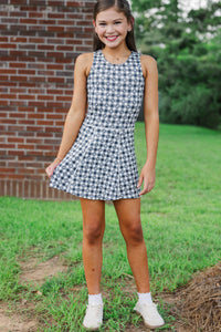 Girls: Cheer Louder Black Checkered Athletic Dress