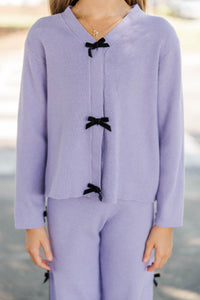 Girls: Sweet Little Thing Purple Bow Cardigan