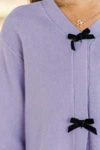 Girls: Sweet Little Thing Purple Bow Cardigan