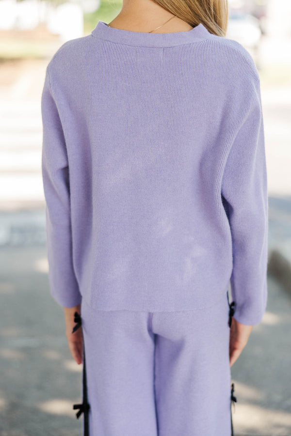 Girls: Sweet Little Thing Purple Bow Cardigan