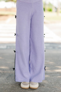 Girls: Twist & Twirl Purple Knit Bow Pants