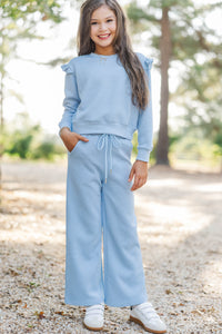 Girls: Out For A Walk Blue Textured Pants