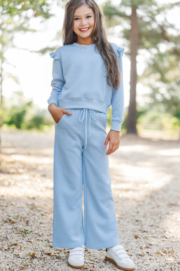 Girls: Out For A Walk Blue Textured Pants