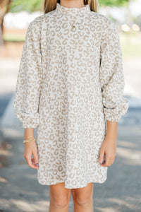 Girls: What You've Been Looking For Taupe Leopard Quilted Dress