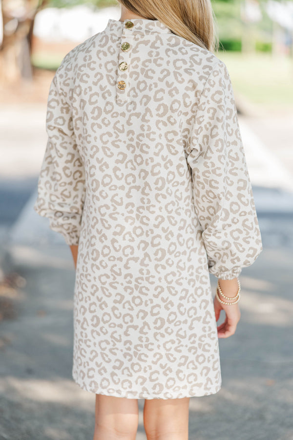 Girls: What You've Been Looking For Taupe Leopard Quilted Dress