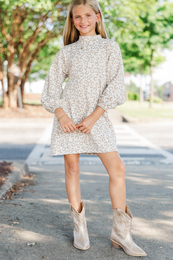 Girls: What You've Been Looking For Taupe Leopard Quilted Dress