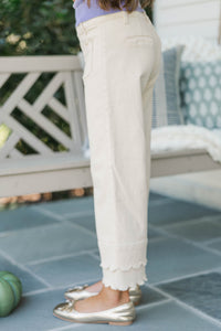Girls: Better By Far Cream Wide Leg Jeans