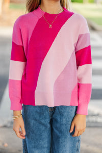 Girls: A Perfect Love Magenta Colorblock Sweater