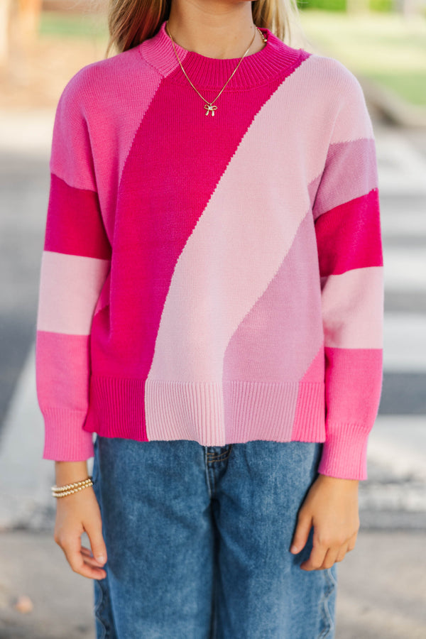 Girls: A Perfect Love Magenta Colorblock Sweater