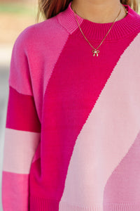 Girls: A Perfect Love Magenta Colorblock Sweater