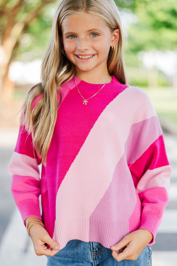 Girls: A Perfect Love Magenta Colorblock Sweater