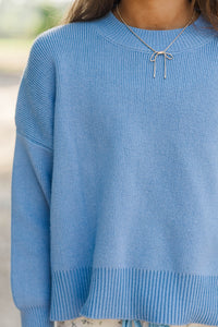 Girls: Perfectly You Denim Blue Mock Neck Sweater