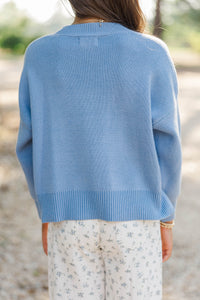 Girls: Perfectly You Denim Blue Mock Neck Sweater