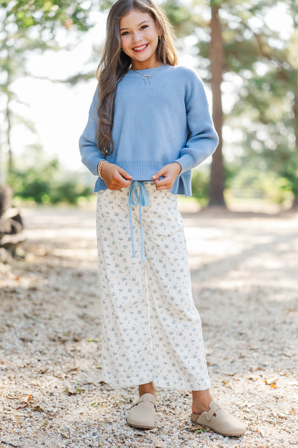 Girls: Perfectly You Denim Blue Mock Neck Sweater