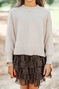 Girls: Perfectly You Oatmeal Mock Neck Sweater
