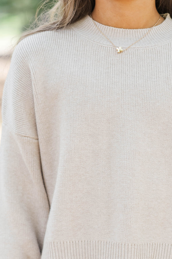 Girls: Perfectly You Oatmeal Mock Neck Sweater