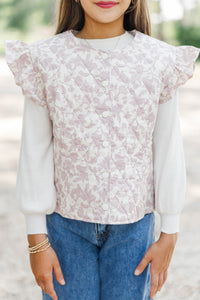 Girls: Made to Layer Pink Floral Vest