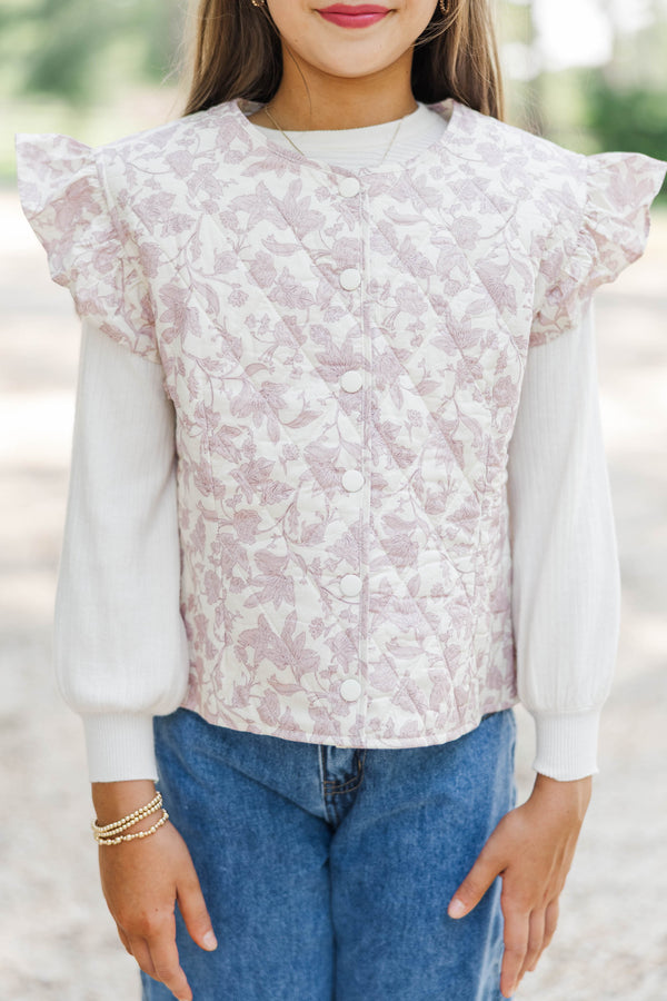 Girls: Made to Layer Pink Floral Vest