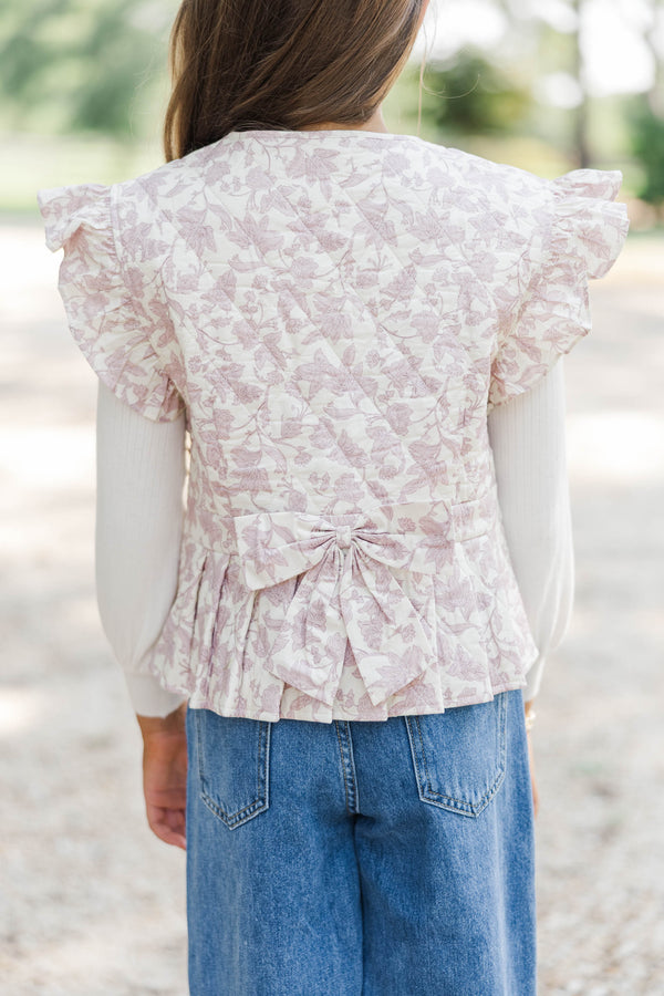 Girls: Made to Layer Pink Floral Vest