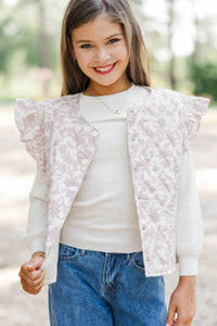 Girls: Made to Layer Pink Floral Vest