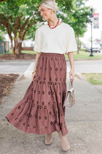Soft Steps Brown Eyelet Maxi Skirt