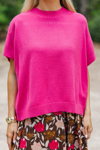 The Reason Why Magenta Drop Shoulder Sweater