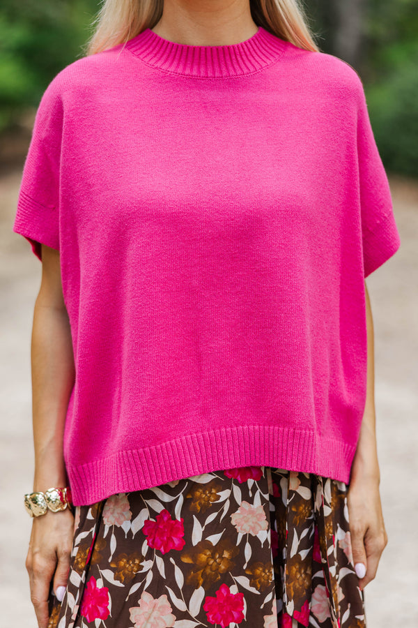 The Reason Why Magenta Drop Shoulder Sweater
