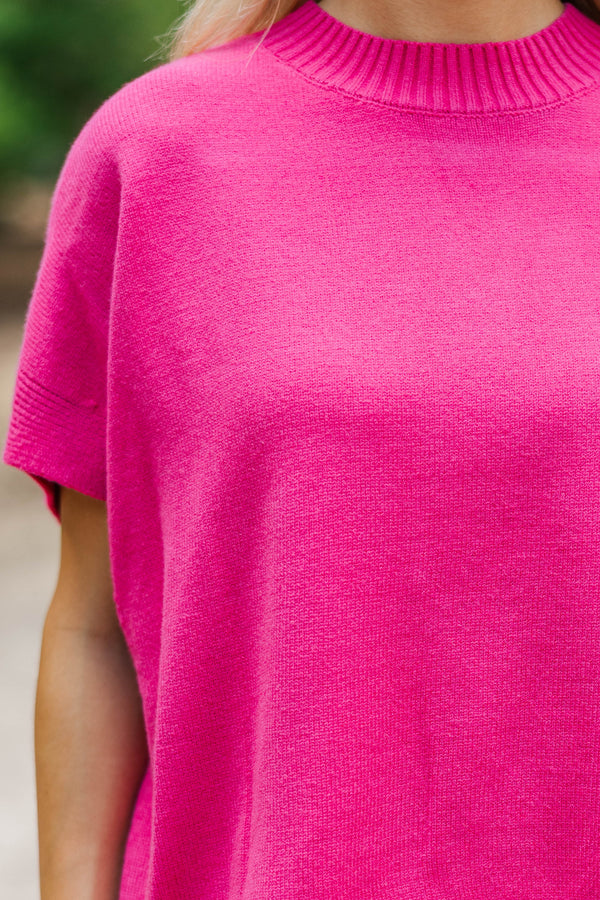 The Reason Why Magenta Drop Shoulder Sweater