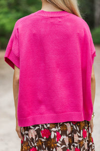 The Reason Why Magenta Drop Shoulder Sweater