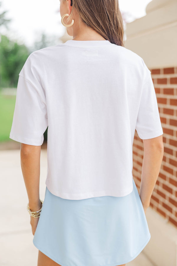 Here To Win White & Gold Go Team Script Tee