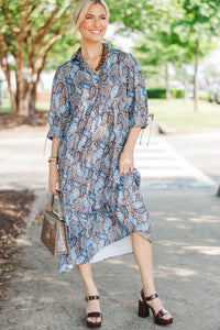 Love This Life Brown Paisley Midi Dress