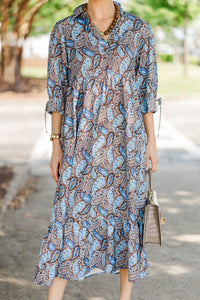 Love This Life Brown Paisley Midi Dress