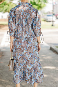 Love This Life Brown Paisley Midi Dress
