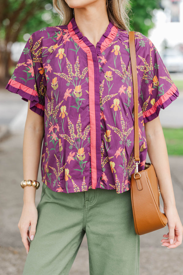 Finding Joy Plum Floral Blouse