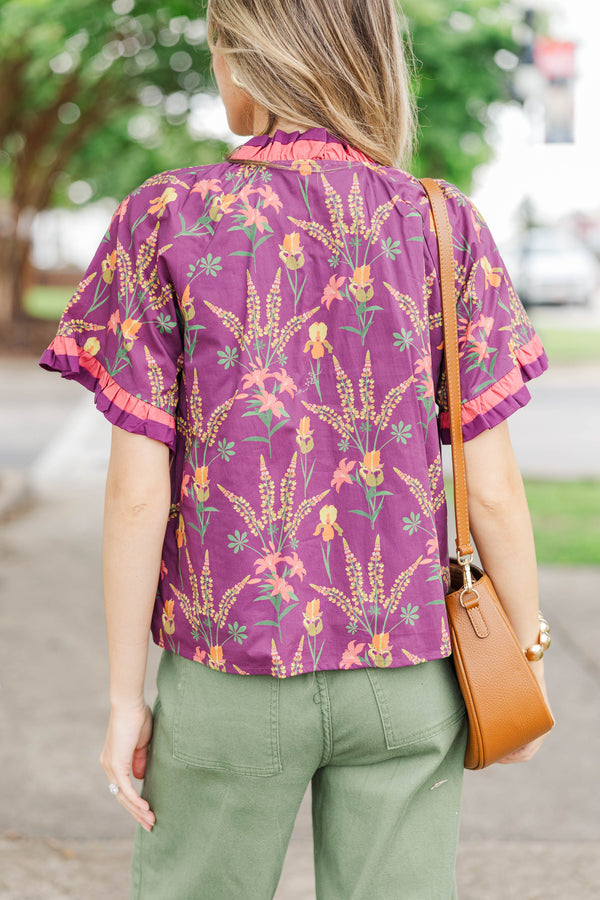 Finding Joy Plum Floral Blouse