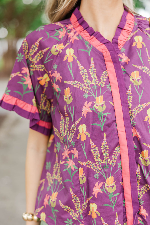 Finding Joy Plum Floral Blouse