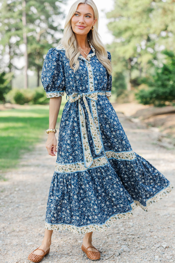 In The Mix Navy Floral Midi Dress