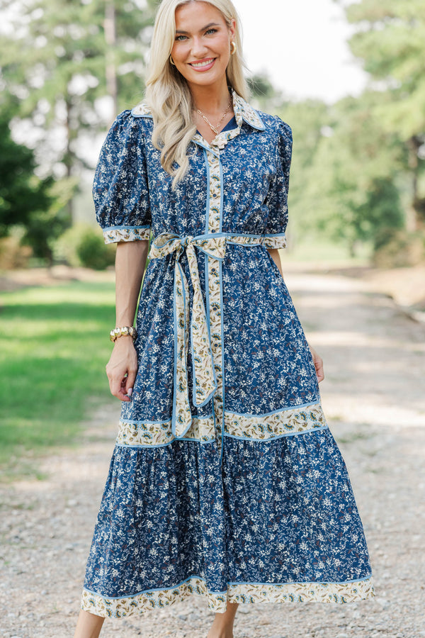 In The Mix Navy Floral Midi Dress