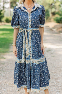 In The Mix Navy Floral Midi Dress