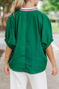 Right Where I Am Green Collared Blouse