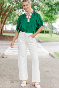 Right Where I Am Green Collared Blouse