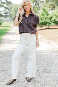 Worth Your While Brown Textured Blouse